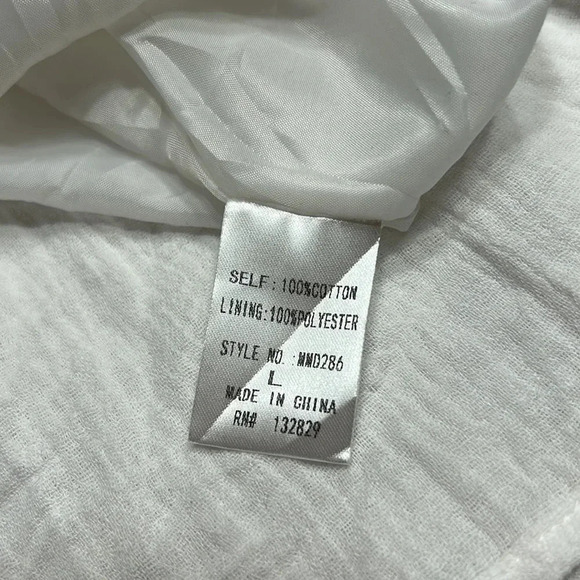 MIOU MUSE NWT  white mini flare gauze dress,cotton, smocked waistline - Picture 9 of 14